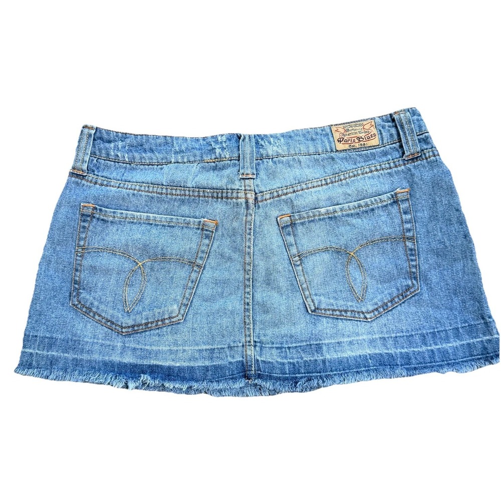 Vintage Y2K Women's Micro Mini Cut Off Raw Hem Distressed Denim Skirt Size 7 - Picture 6 of 8